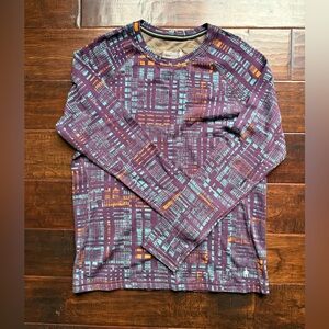 Smartwool Women's Classic Thermal Merino Base Layer Crew Purple Pixel Print 1X